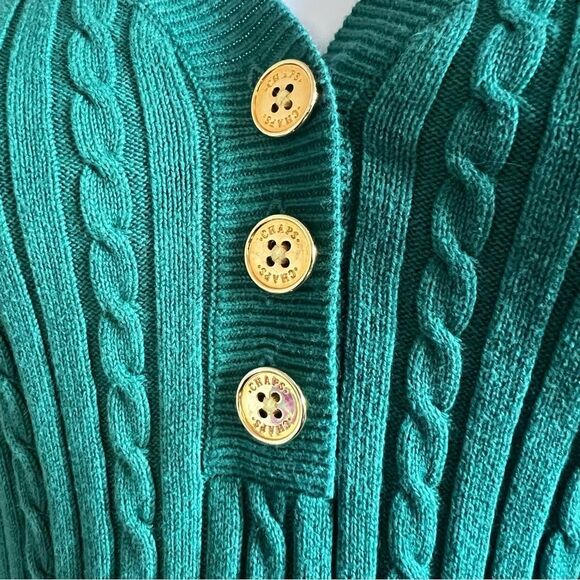 Chaps Cable V-Neck Half Button Sweater - Picture 5 of 6